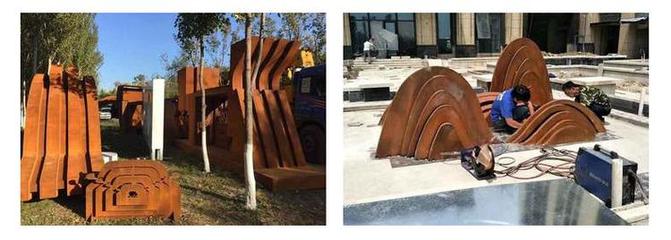 園林景墻復(fù)古裝飾材料耐候鋼景觀工程定制標(biāo)識(shí)牌花盆耐候板